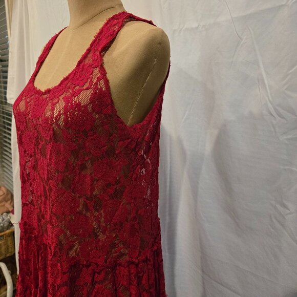 FREE PEOPLE RED LACE DRESS - Picture 5 of 11